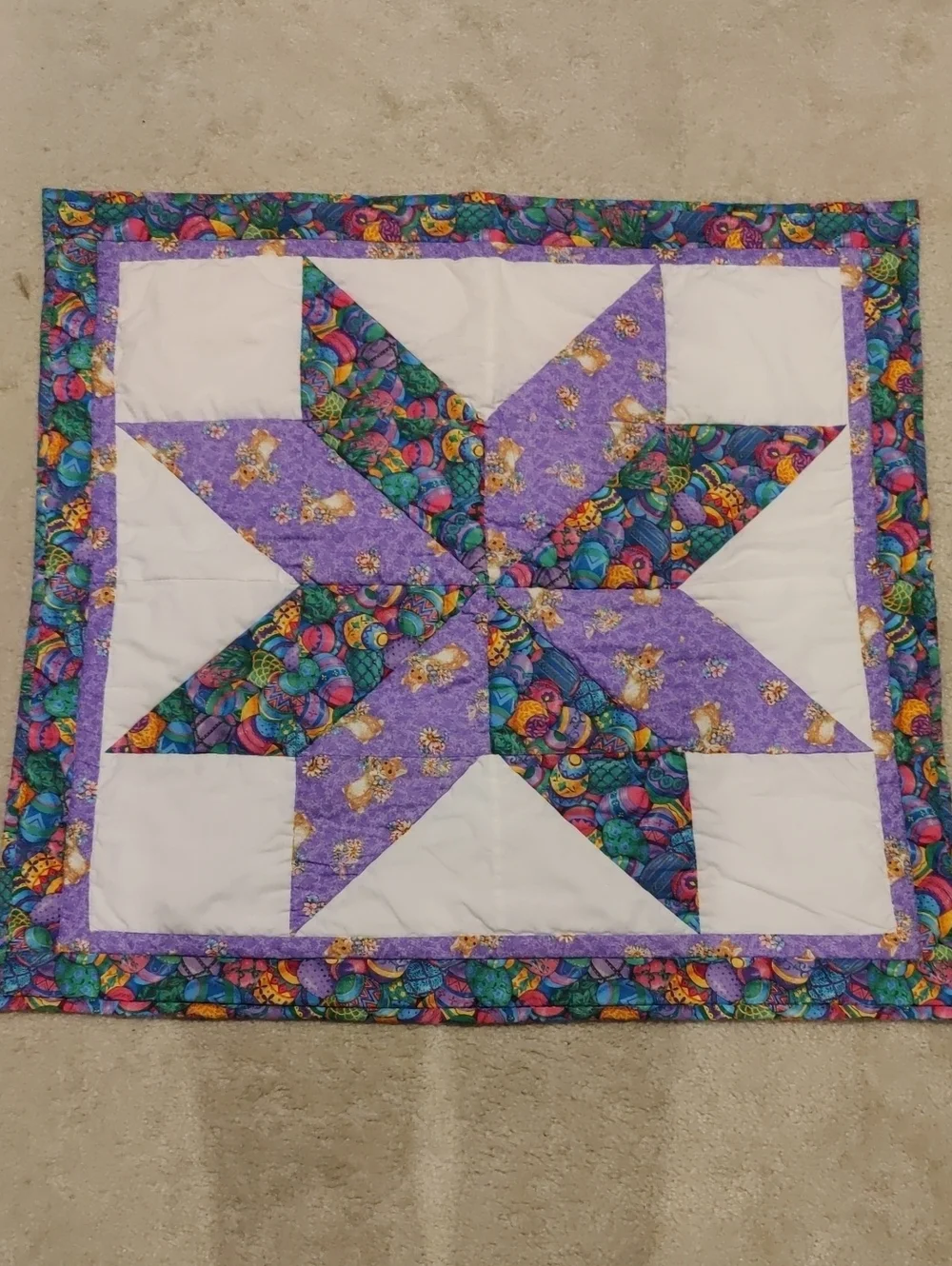 Handmade Star Patchwork Quilt Easter Theme Cottagecore Y2K Bunnies Eggs Farm